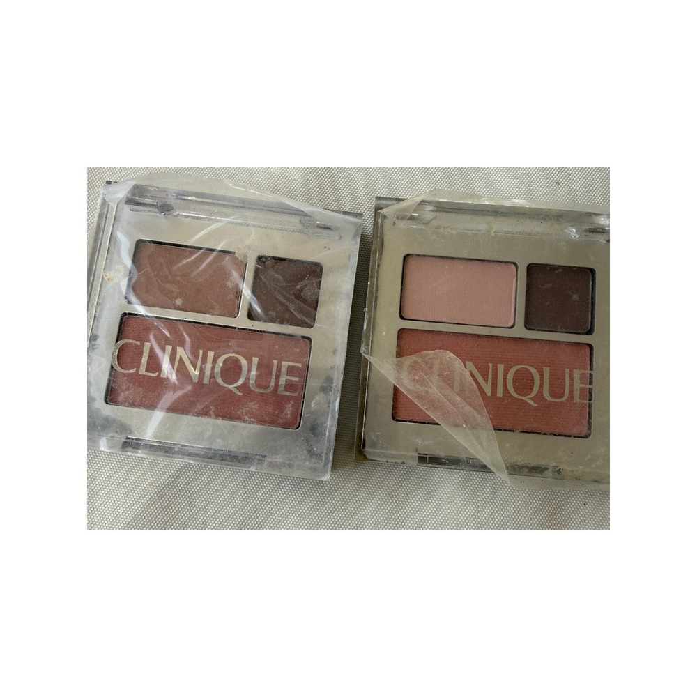 2 Clinique Eyeshadow Blush Duo Compact Chocolate Bark Pink Slate New Clover 2pc